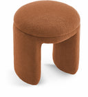 Bowen Faux Shearling Teddy Fabric Upholstered Stool - Saddle