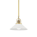 Aged Brass and White Syosset Pendant 12" x 9.25" by Hudson Valley