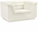 Cascade Velvet Upholstered Fabric Upholstered Chair - Cream