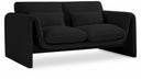 Stylus 64" Boucle Fabric Upholstered Loveseat - Black