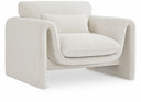 Stylus Boucle Fabric Upholstered Chair - Cream