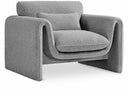 Stylus Boucle Fabric Upholstered Chair - Grey