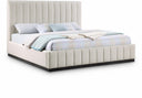Lucia Linen Textured Fabric Upholstered Bed - Beige