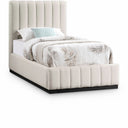Lucia Linen Textured Fabric Upholstered Twin Bed - Beige