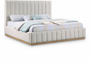 Lucia Linen Textured Fabric Upholstered Bed - Cream
