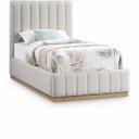 Lucia Linen Textured Fabric Upholstered Twin Bed - Cream