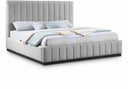 Lucia Linen Textured Fabric Upholstered Bed - Grey