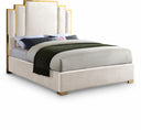 Hugo Velvet Upholstered Bed - Cream