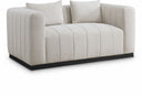 Lucia 67" Linen Textured Fabric Upholstered Loveseat - Beige