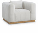 Lucia Linen Textured Fabric Upholstered Living Room Chair - Cream