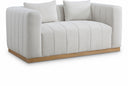 Lucia 67" Linen Textured Fabric Upholstered Loveseat - Cream