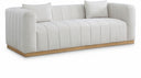 Lucia 90.5" Linen Textured Fabric Upholstered Sofa - Cream