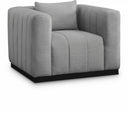 Lucia Linen Textured Fabric Upholstered Living Room Chair - Grey