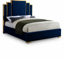 Hugo Velvet Upholstered Bed - Blue
