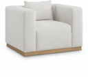 Alfie Linen Textured Fabric Upholstered Living Room Chair - Cream