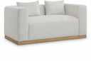 Alfie 67" Linen Textured Fabric Upholstered Loveseat - Cream