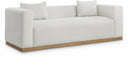 Alfie 90.5" Linen Textured Fabric Upholstered Sofa - Cream
