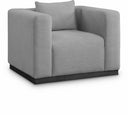Alfie Linen Textured Fabric Upholstered Living Room Chair - Grey