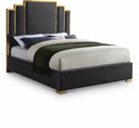 Hugo Velvet Upholstered Bed - Grey