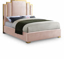 Hugo Velvet Upholstered Bed - Pink