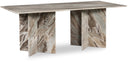 Verona 78" Genuine Marble Dining Table - Brown