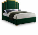 Hugo Velvet Upholstered Bed - Green
