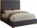 Becca Velvet Upholstered Bed - Grey