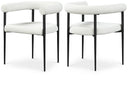 Louie Boucle Fabric Upholstered Dining Chair - Cream