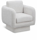 Alessandra Chenille Fabric Upholstered Swivel Accent Chair - Cream