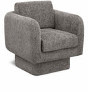 Alessandra Chenille Fabric Upholstered Swivel Accent Chair - Grey