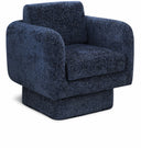 Alessandra Chenille Fabric Upholstered Swivel Accent Chair - Blue