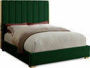 Becca Velvet Upholstered Bed - Green