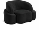 Principessa Boucle Fabric Upholstered Chair - Black