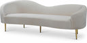 Ritz 85.5" Velvet Upholstered Sofa - Cream