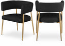Creston Linen Textured Fabric Upholstered Dining Chair - Black