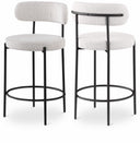 Beacon Boucle Fabric Upholstered Bar / Counter Stools - Cream
