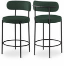 Beacon Boucle Fabric Upholstered Bar / Counter Stools - Green