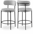 Beacon Boucle Fabric Upholstered Bar / Counter Stools - Grey