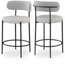 Beacon Vegan Leather And Boucle Fabric Upholstered Bar / Counter Stools - Taupe