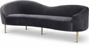 Ritz 85.5" Velvet Upholstered Sofa - Grey