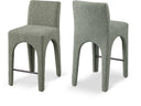 Gramercy Linen Textured Fabric Upholstered Bar / Counter Stools - Green