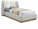 Jardin Boucle Fabric Upholstered Twin Bed - Cream