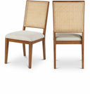 Butterfly Natural Cane And Linen Textured Fabric Upholstered Dining Chair - Brown