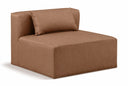 Cube Vegan Leather Armless Modular Chair - Brown