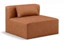 Cube Vegan Leather Armless Modular Chair - Cognac