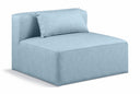 Cube Vegan Leather Armless Modular Chair - Light Blue