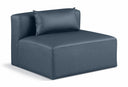 Cube Vegan Leather Armless Modular Chair - Blue