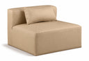 Cube Vegan Leather Armless Modular Chair - Tan