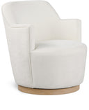 Clarita Chenille Fabric Upholstered Swivel Accent Chair - Cream