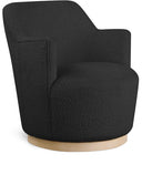 Clarita Boucle Fabric Upholstered Swivel Accent Chair - Black